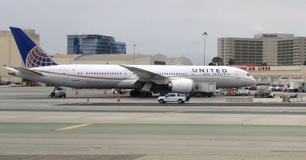 A United Airlines jet taxis at Los Angeles International Airport 