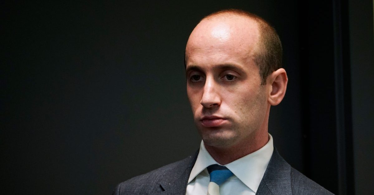 Senior Advisor to the president Stephen Miller is seen during an immigration event with US President Donald Trump in the South Court Auditorium, next to the White House, on June 22, 2018 in Washington, DC. (Photo by MANDEL NGAN / AFP) (Photo credit should read MANDEL NGAN/AFP/Getty Images) [image via MANDEL NGAN/AFP/Getty Images]