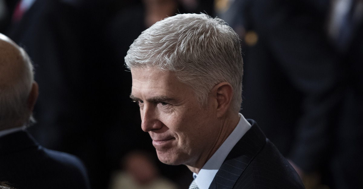 U.S. Supreme Court Justice Neil Gorsuch appears in a December 3, 2018 file photo. (Image by Jabin Botsford/Pool/Getty Images.)