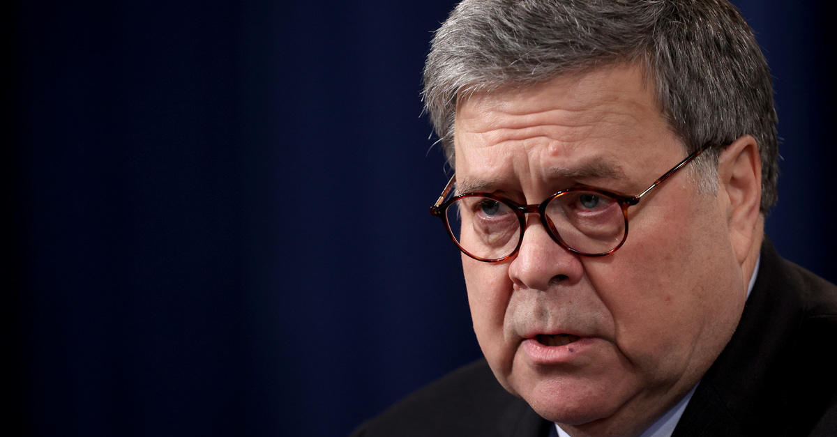 WASHINGTON, DC - JANUARY 13: U.S. Attorney General William Barr speaks during a press conference on the shooting at the Pensacola naval base January 13, 2020 in Washington, DC. Barr said the Justice Department’s investigation determined the shooting "was an act of terrorism" that was "motivated by jihadist ideology".