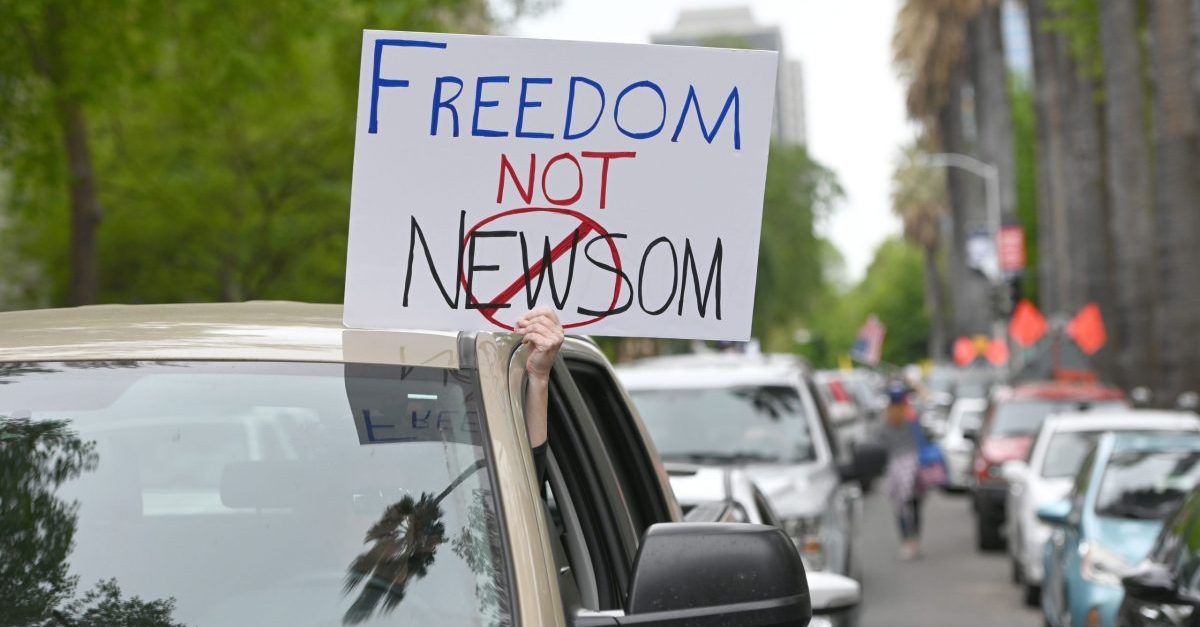 Gavin Newsom Coronavirus Protest in Sacramento, California, Cars