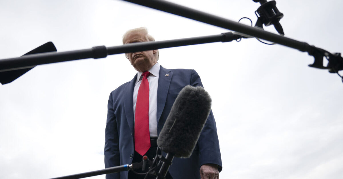 WASHINGTON, DC - MAY 14: U.S. President Donald Trump speaks to reporters on his way to Marine One on the South Lawn of the White House on May 14, 2020 in Washington, DC. President Trump is traveling to Allentown, Pennsylvania to visit Owens & Minor, a medical equipment distributor.