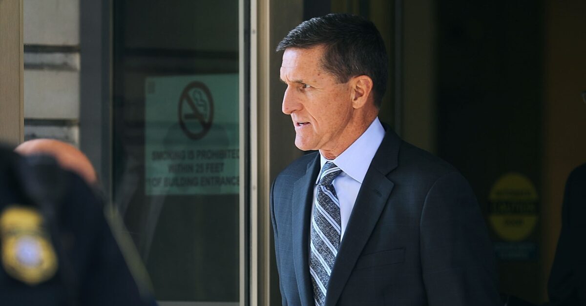 WASHINGTON, DC - DECEMBER 01: Michael Flynn, former national security advisor to President Donald Trump, leaves following his plea hearing at the Prettyman Federal Courthouse December 1, 2017 in Washington, DC. Special Counsel Robert Mueller charged Flynn with one count of making a false statement to the FBI.