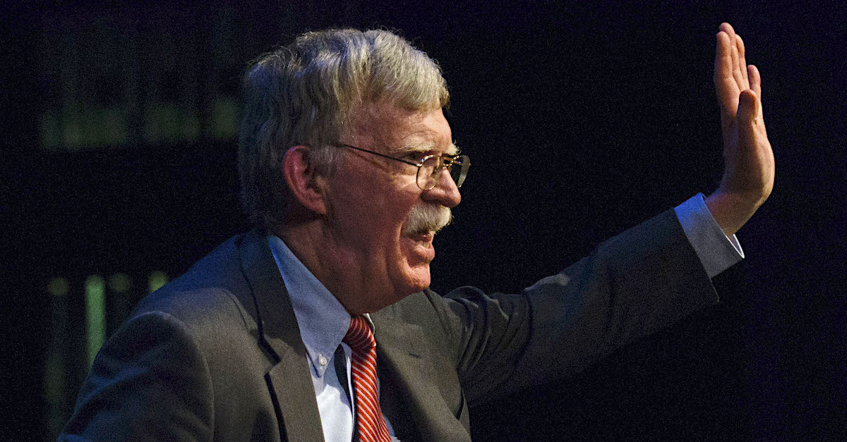 DURHAM, NC - FEBRUARY 17: Former National Security Advisor John Bolton waves goodbye to the audience after discussing the "current threats to national security" during a forum moderated by Peter Feaver, the director of Duke's American Grand Strategy, at the Page Auditorium on the campus of Duke University on February 17, 2020 in Durham, North Carolina. A sold out crowd joined to listen to reflections from John Bolton's life's work. Questions from the audience were offered to Bolton by the moderator. A scheduled protest was held outside while attendees lined up for entrance.