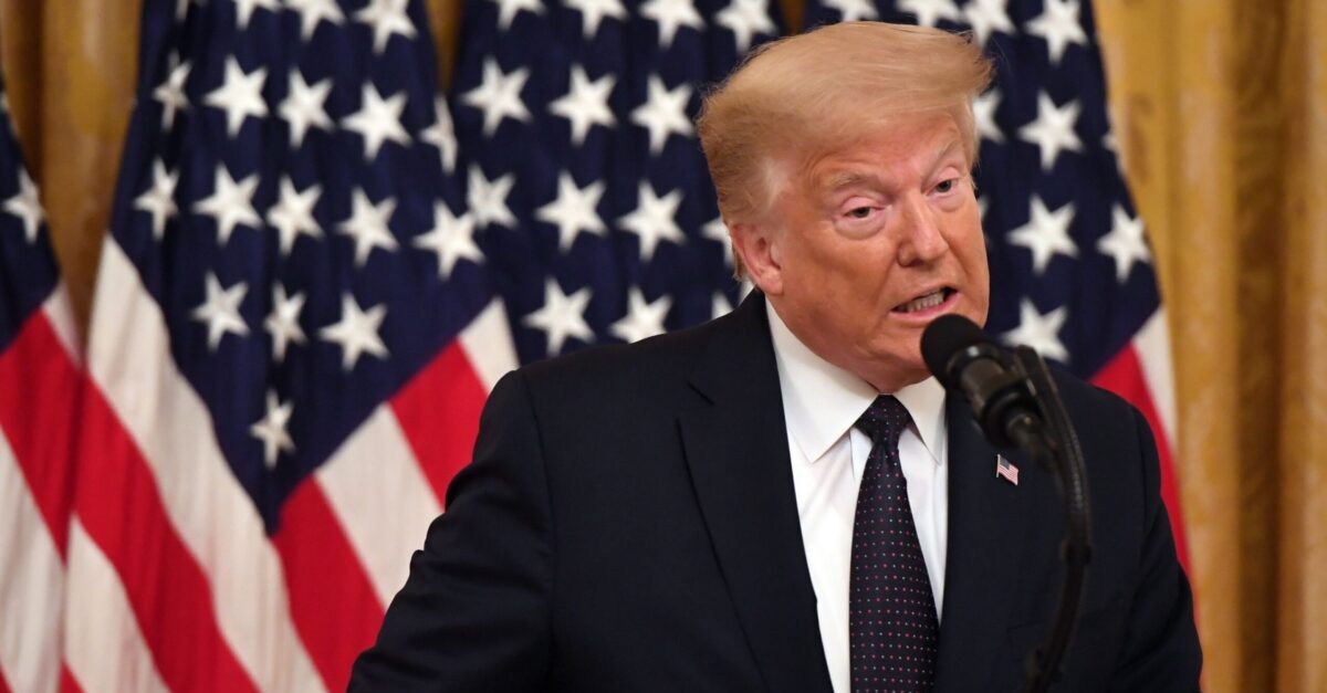 US President Donald Trump speaks during an event announcing the Roadmap to Empower Veterans and End a National Tragedy of Suicide (PREVENTS) Task Force in the East Room of the White House in Washington, DC, June 17, 2020. (Photo by SAUL LOEB / AFP)