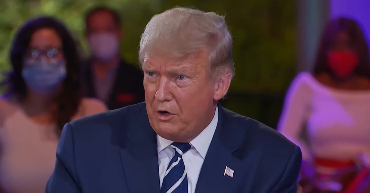 Donald Trump speaking during a television interview