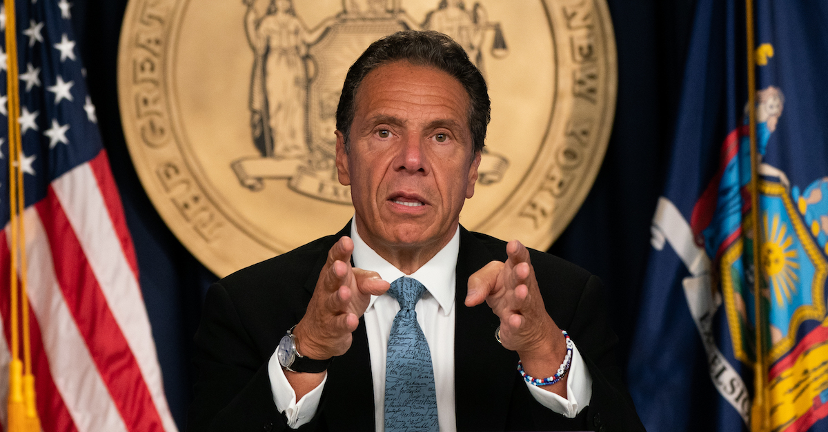 NEW YORK, NY - JULY 23: New York Gov. Andrew Cuomo speaks during the daily media briefing at the Office of the Governor of the State of New York on July 23, 2020 in New York City. The Governor said the state liquor authority has suspended 27 bar and restaurant alcohol licenses for violations of social distancing rules as public officials try to keep the coronavirus outbreak under control.
