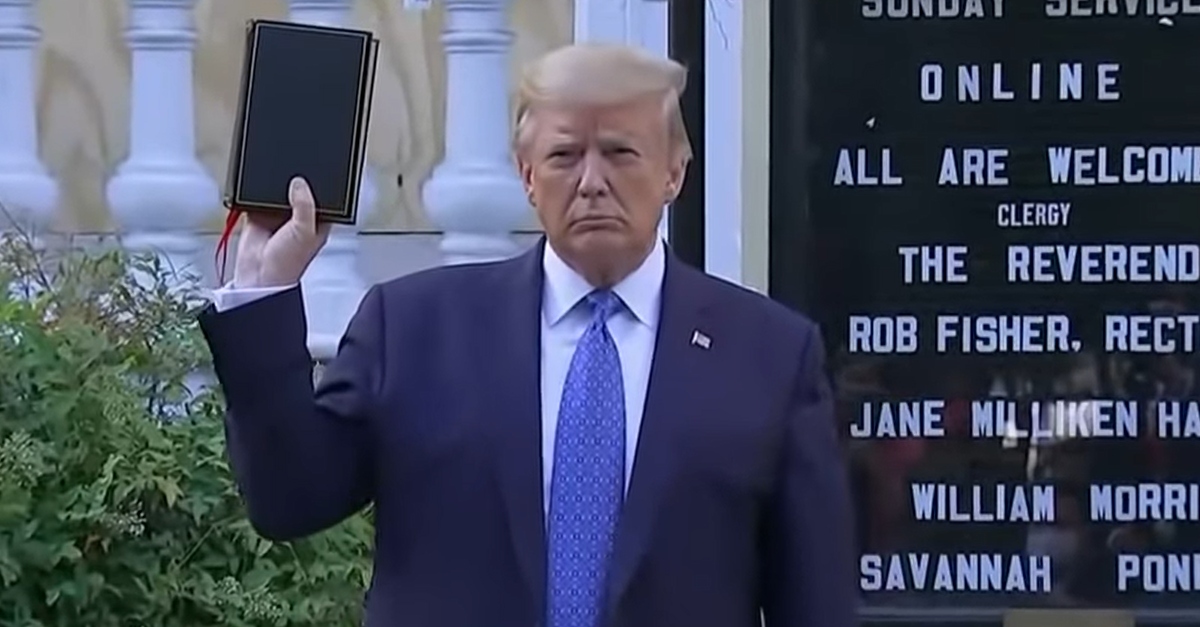 Donald Trump in front of St. John's Episcopal Church on June 1, 2020