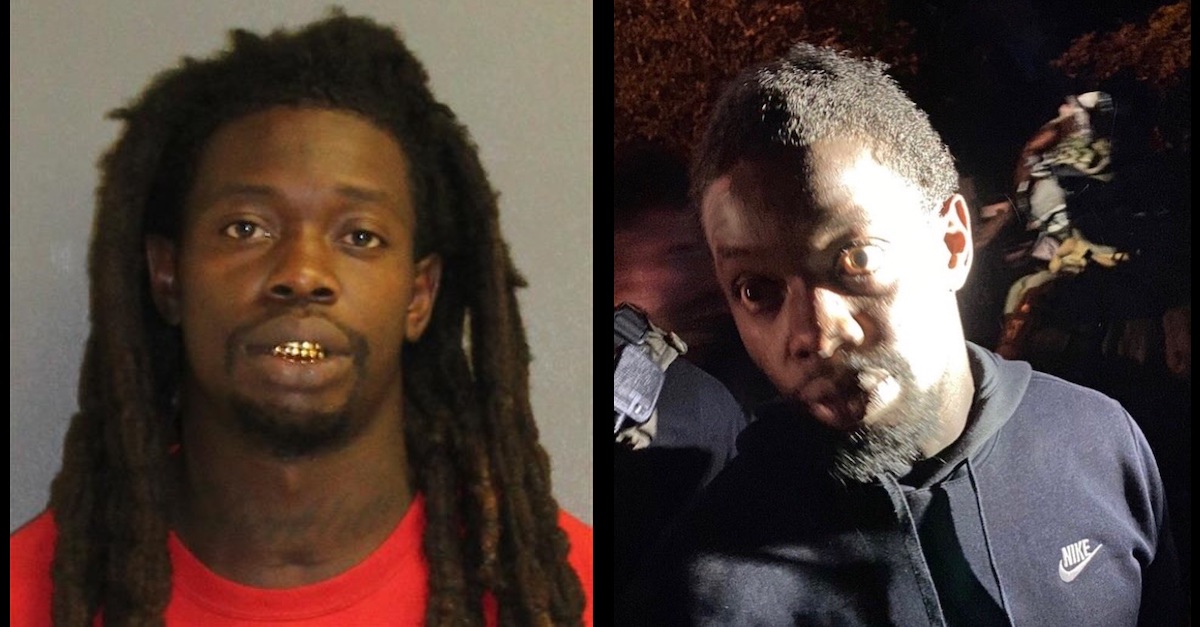 Othal Wallace appears in a mugshot (left) and in an image taken at the time of his capture in Georgia (right) in connection with the killing for Officer Jason Raynor.