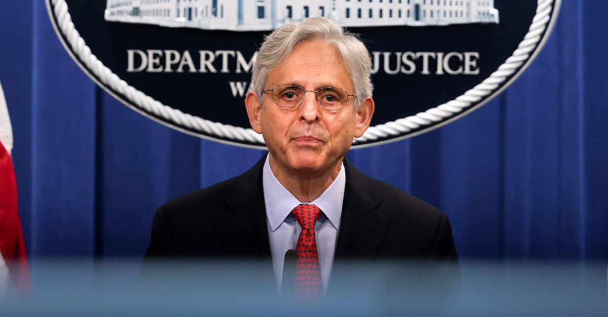 Attorney General Merrick Garland appears at an August 5, 2021 news conference in Washington, D.C.