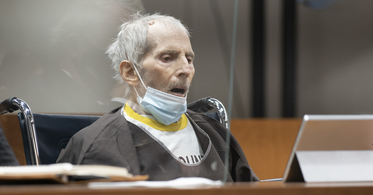 Robert Durst appears at an Oct. 14, 2021 sentencing hearing in Los Angeles.  He was sent to prison for life and without the possibility of parole for the murder of Susan Berman in 2000.