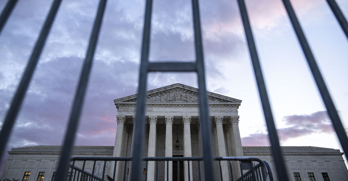 Security barricades stand outside the U.S. Supreme Court on Monday, November 1, 2021 in Washington, D.C.