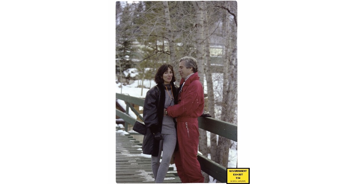 Ghislaine Maxwell and Jeffrey Epstein (red snowsuit 2)