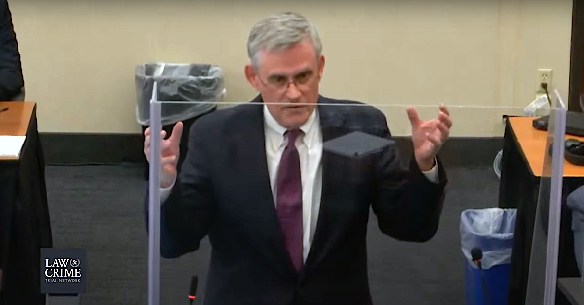 Paul Engh, a defense attorney for former officer Kimberly Potter, gives an opening statement on Dec. 8, 2021. (Image via screengrab from the Law&Crime Network.)