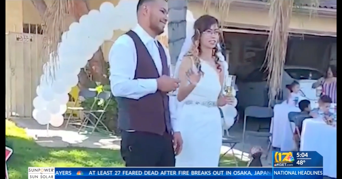 Arsenio Ismael Rubio and Rejina Garcia Terriquez appear in a wedding video provided to KGET-TV.