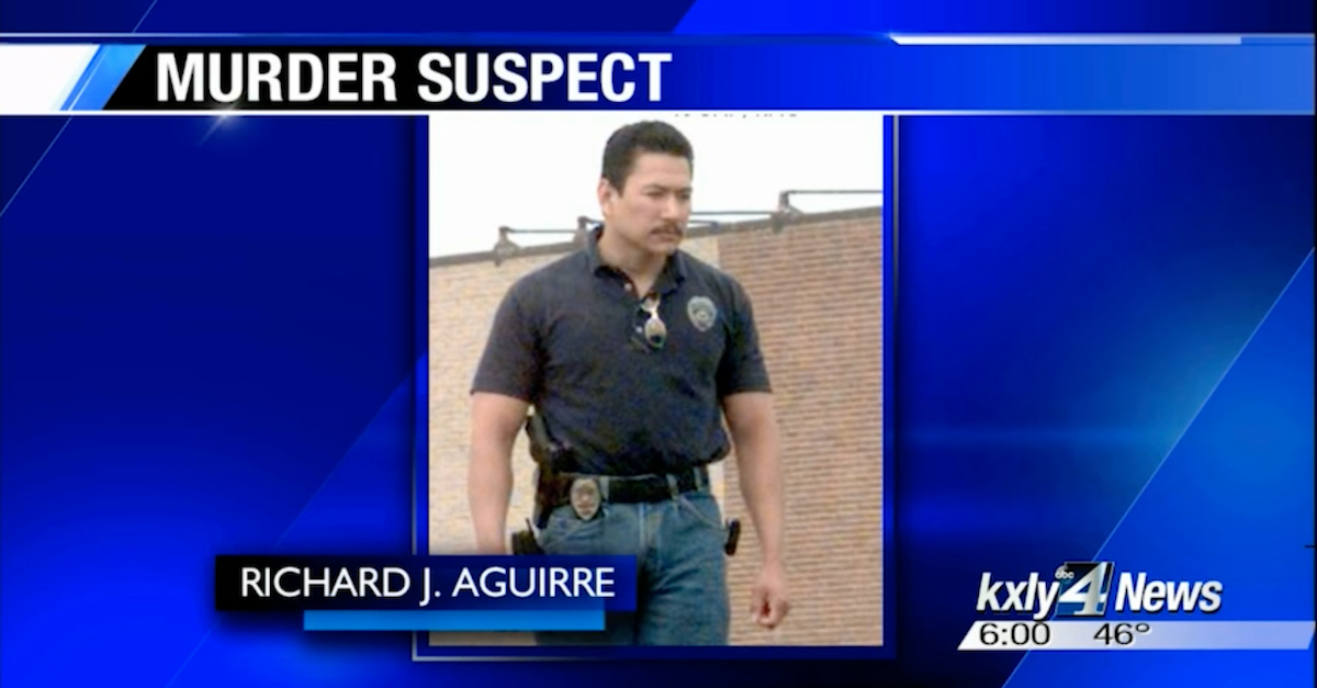 Ex-cop Richard Aguirre appears in an image obtained by Spokane television station KXLY.