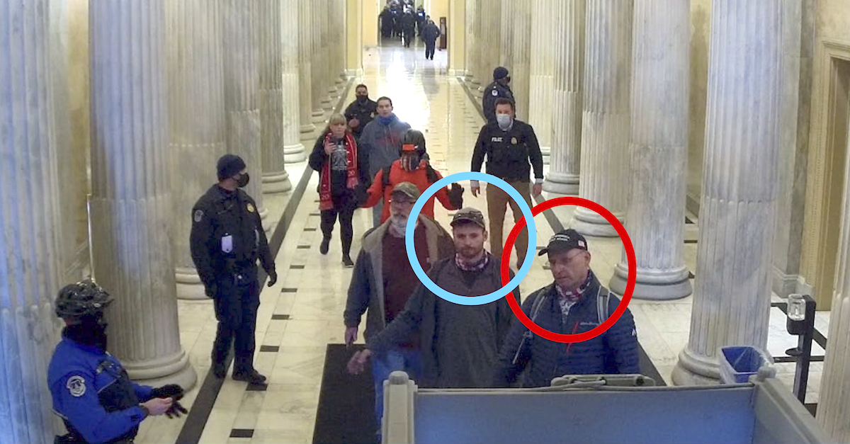 Daniel Johnson (left) Daryl Johnson (right) were recorded in the U.S. Capitol's Hall of Columns. (Image via federal court documents.)