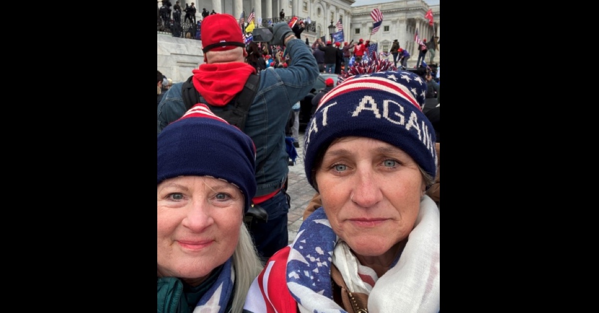 Jennifer Parks, left, and Esther Schwemmer in a picture outside the U.S. Capitol building on Jan. 6, 2021