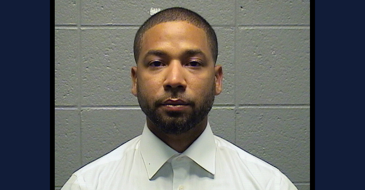 Jussie Smollett appears in a March 2022 mugshot released by the Cook County, Ill. Jail.