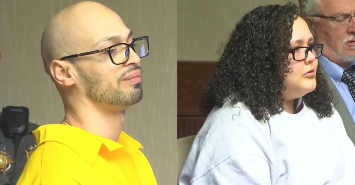 Separate images of Sergio Correa and Ruth Correa in court.