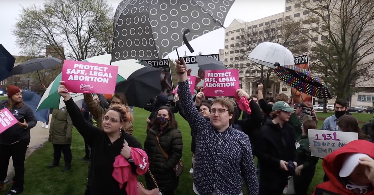 Pro-choice protesters outside Michigan Capitol on May 3.