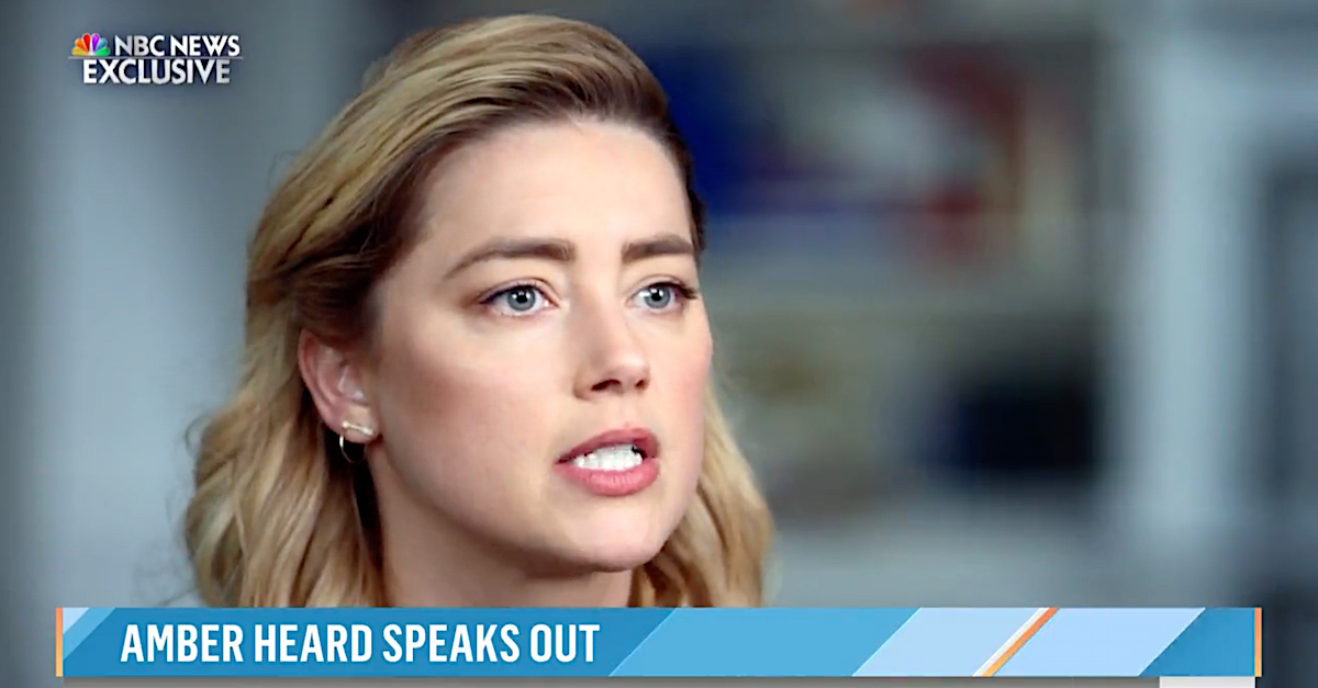 Amber Heard spoke to NBC's "Today" in a clip shared on Tuesday, June 14, 2022. (Image via Twitter video screengrab.)