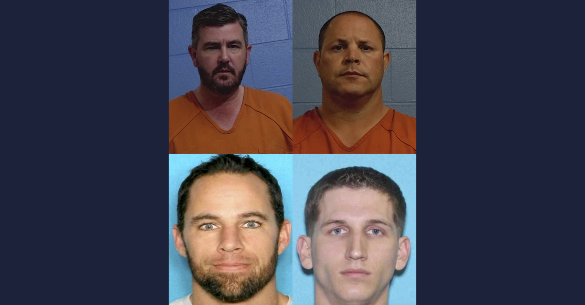 Erik Charles Maund (T-L), Gilad Peled (T-R), Bryon Brockway (B-L) and Adam Carey (B-R) appear in mugshots
