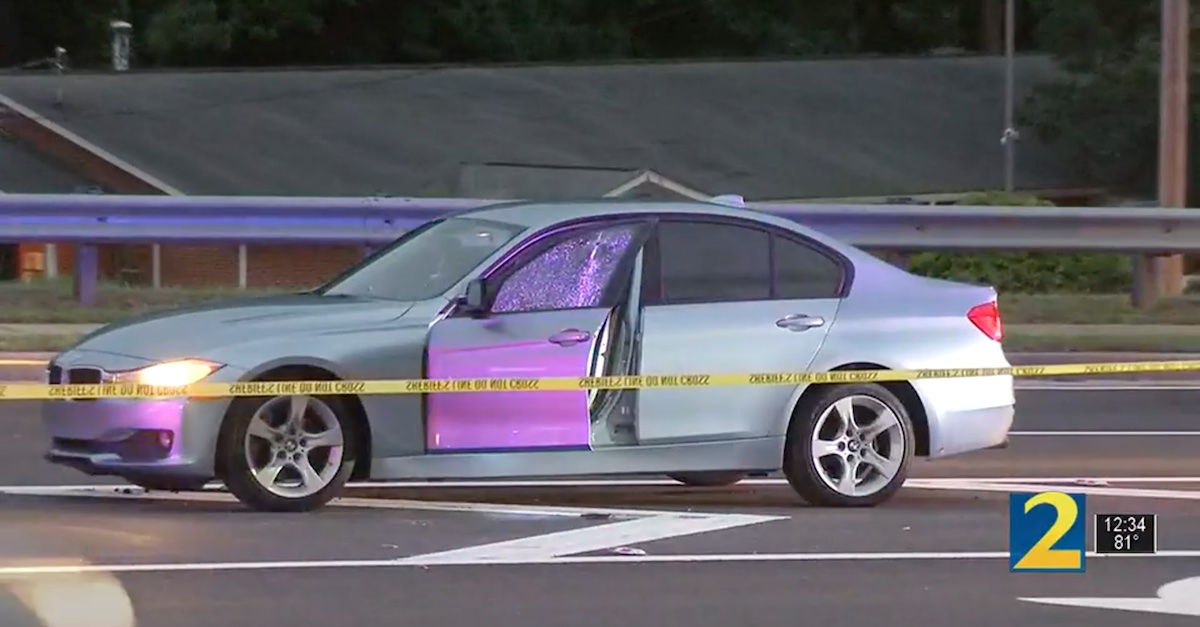 The vehicle purportedly driven by Jason Dixon was recorded by WSB-TV after the shooting.