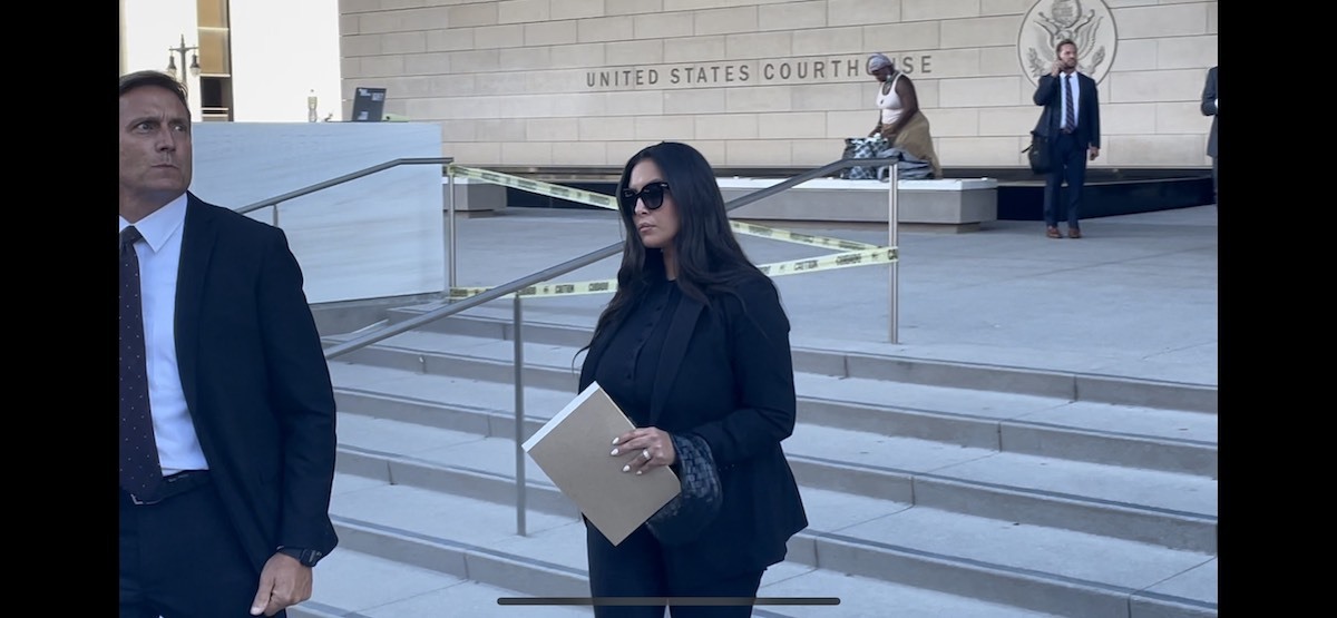 Vanessa Bryant walks out of the federal courthouse in downtown Los Angeles