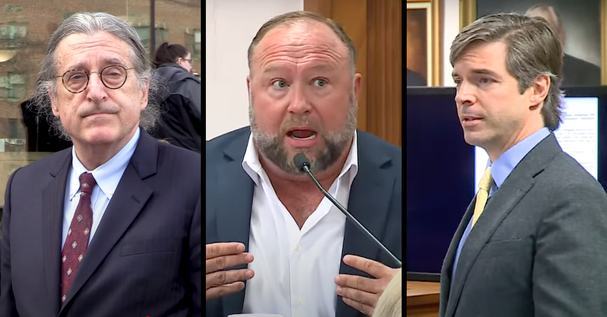 Norm Pattis, Alex Jones, Andino Reynal. (Images via screengrabs from the Law&Crime Network.)