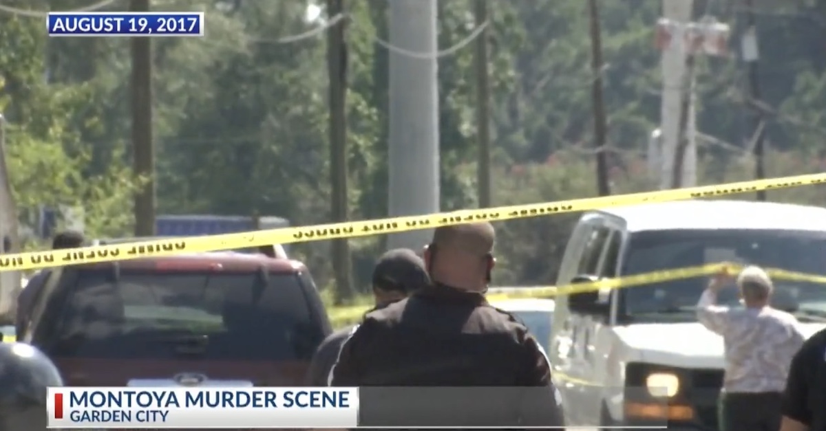 Police at the scene of Eliud Montoya's murder in 2017, via WSAV-TV screengrab