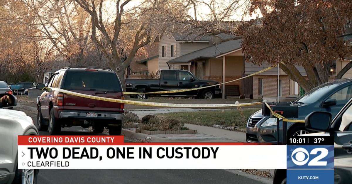 The scene outside of a double murder in Utah