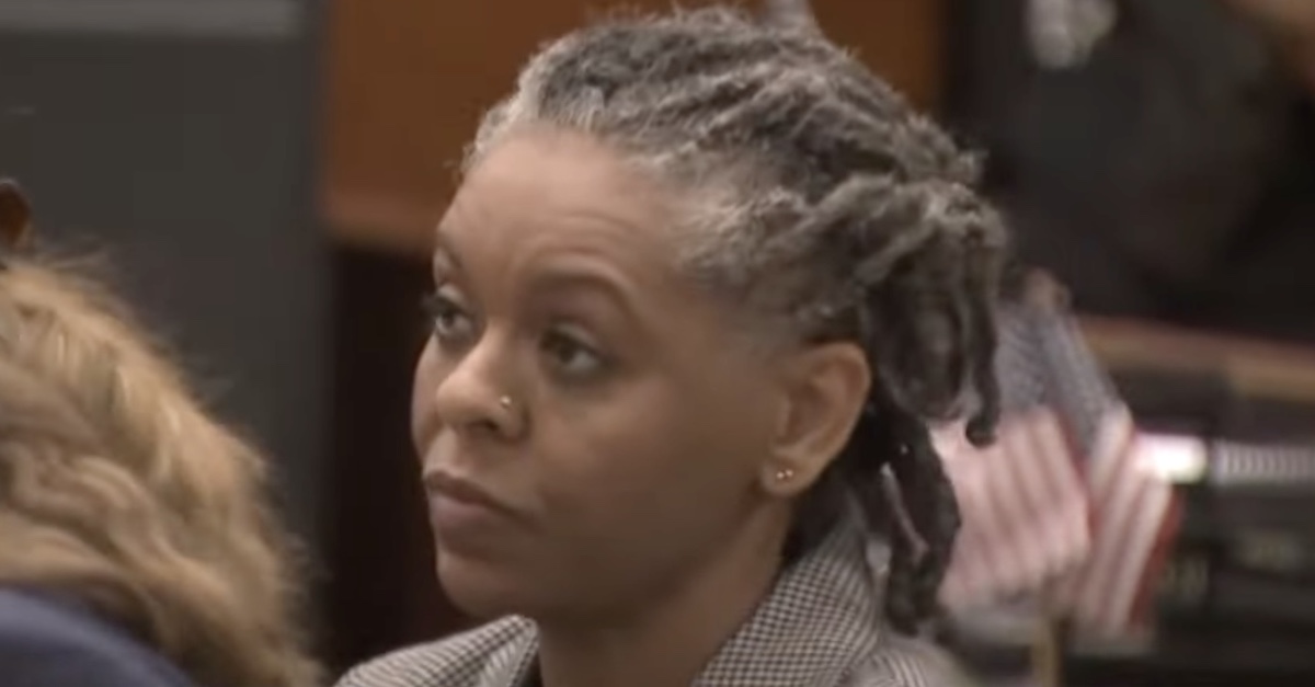 Tracy McCarter in Manhattan Supreme Court on Friday (via YouTube screenshot)
