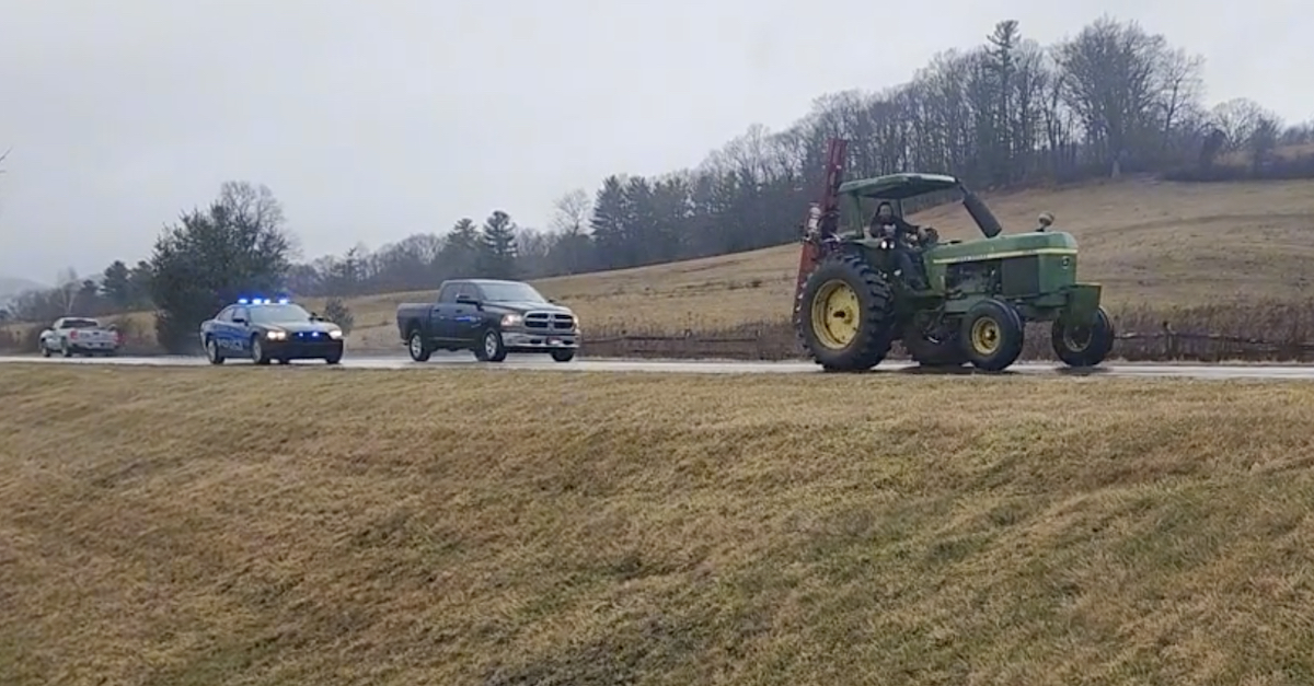 A low-speed tractor chase in North Carolina