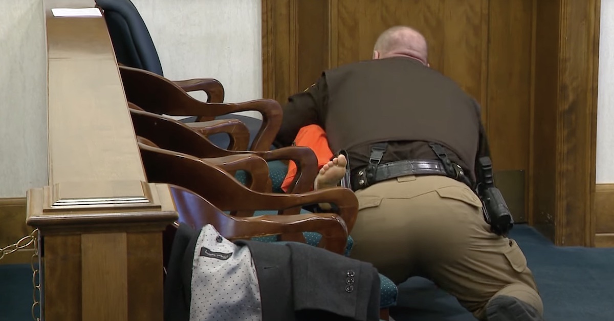 The moment Taylor Schabusiness was taken down in court by law enforcement.
