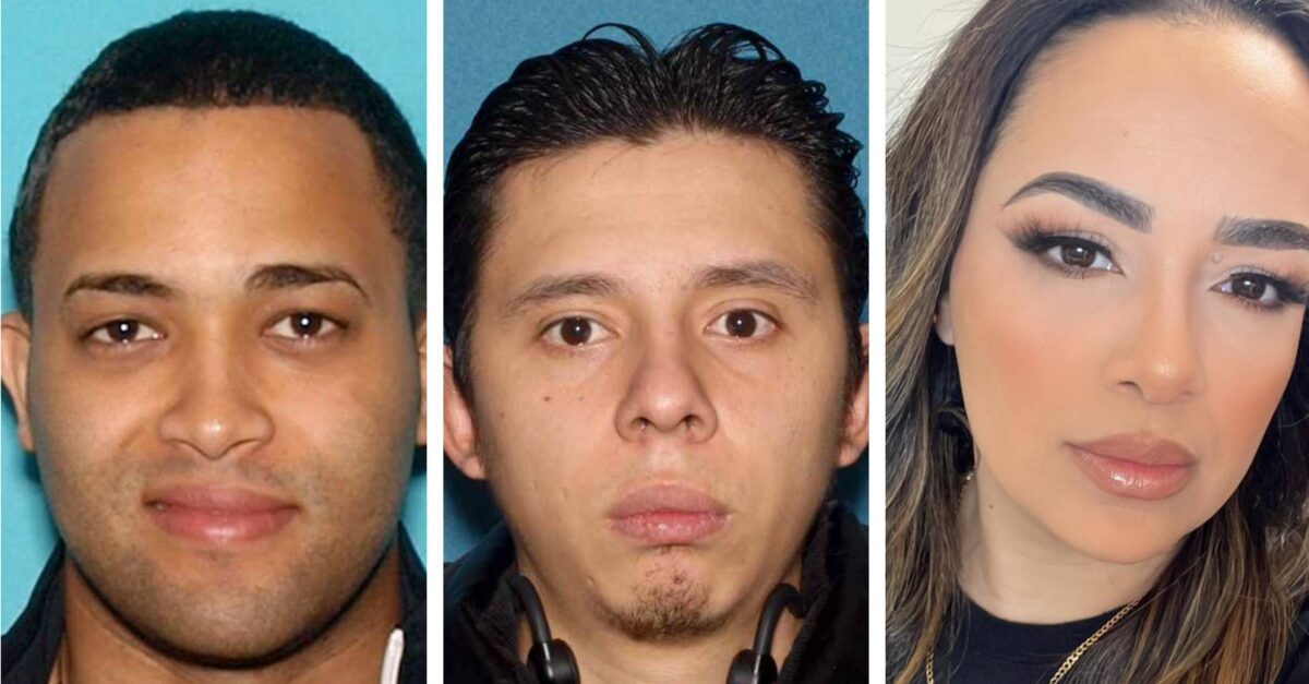 Cesar Santana, left, and Leiner Miranda Lopez are charged in the killing of Luz Hernandez, 33, right, a beloved kindergarten teacher and mother of three in New Jersey. (Photo from the Hudson County Prosecutor’s Officeand Hernandez