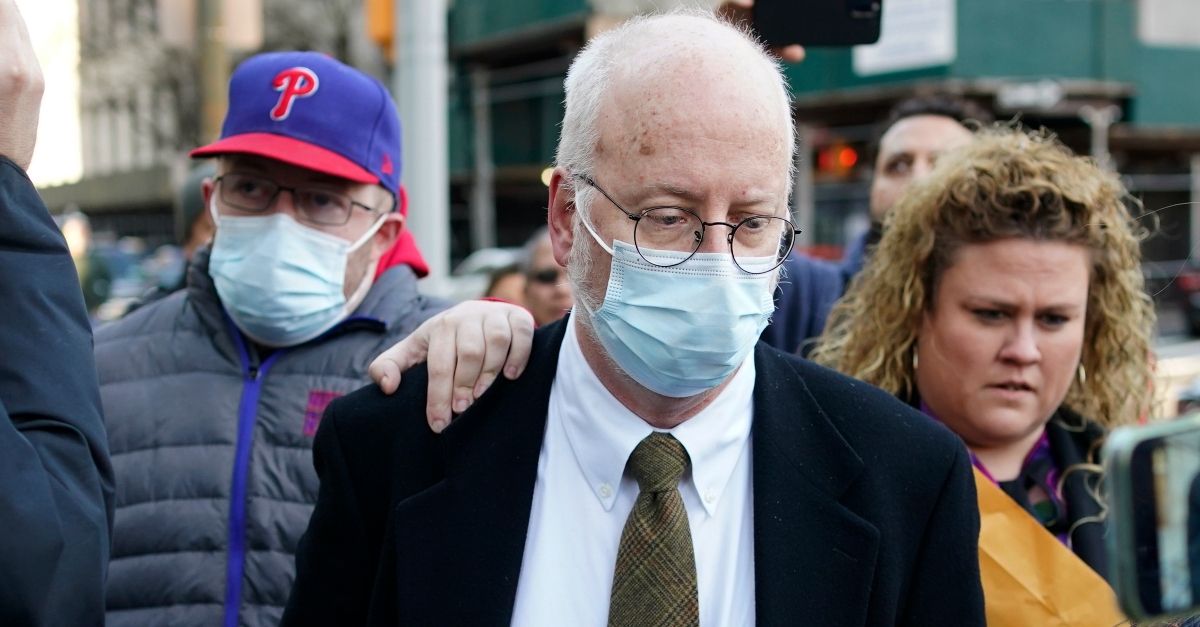 FILE - Robert Hadden, center, leaves the federal courthouse in New York, Jan. 24, 2023. The gynecologist accused of molesting hundreds of patients during a decades-long career has faced threats and extortion in a federal jail by other inmates who know he was convicted of sex crimes, his lawyers said Tuesday, June 13, in asking that he be sentenced to three years in prison, far less than the decades he could be forced to serve. (AP Photo/Seth Wenig, File)