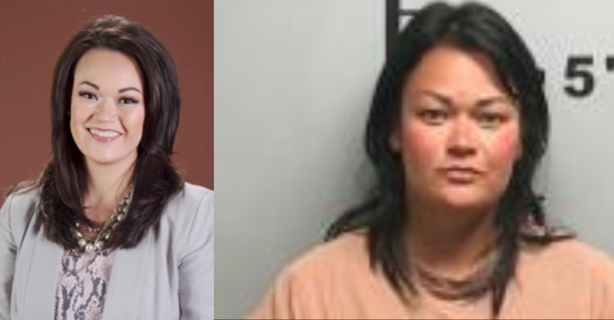 Stephanie Gueck Neipling sexually assaulted a juvenile, police said. (Image on left via the University of Arkansas; mugshot on right via Benton County Sheriff's Office)