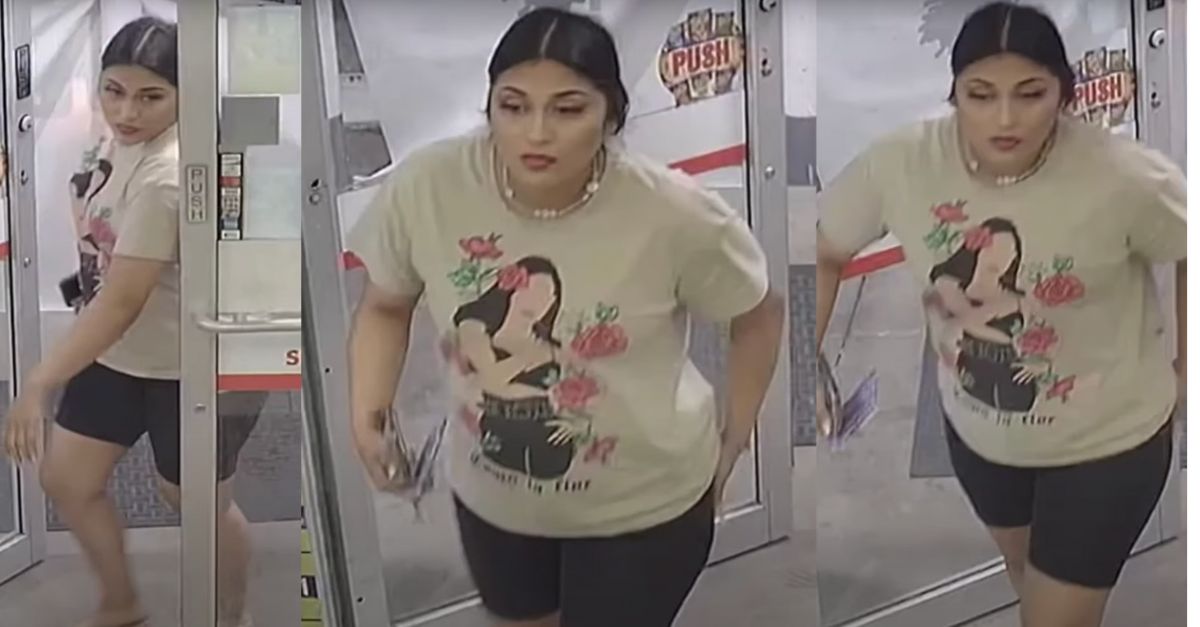 A woman identified by law enforcement as Guadalupe Zavala Lopez walks into a gas station where an infant was later found dead in Texas