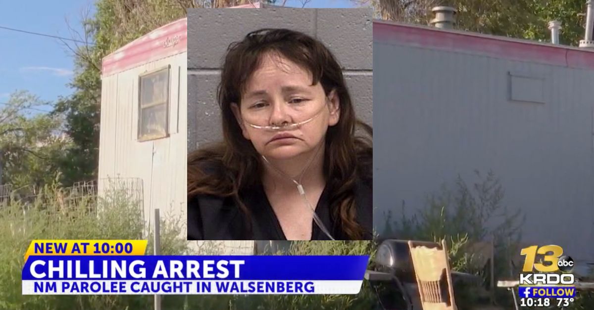 Martha Crouch appears inset against an image of a trailer home in Colorado