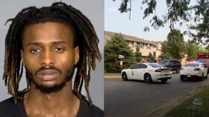 Terrelle S. Jackson (Marion County Sheriff's Office) and the home where a 6-year-old allegedly used his gun to kill his 4-year-ol sister (YouTube:WTHR screenshot)