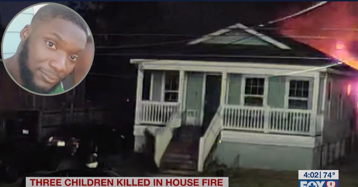 Joseph Washington Sr. allegedly leaving the home he'd just set ablaze with his 3 young children inside (WVUE screenshots)