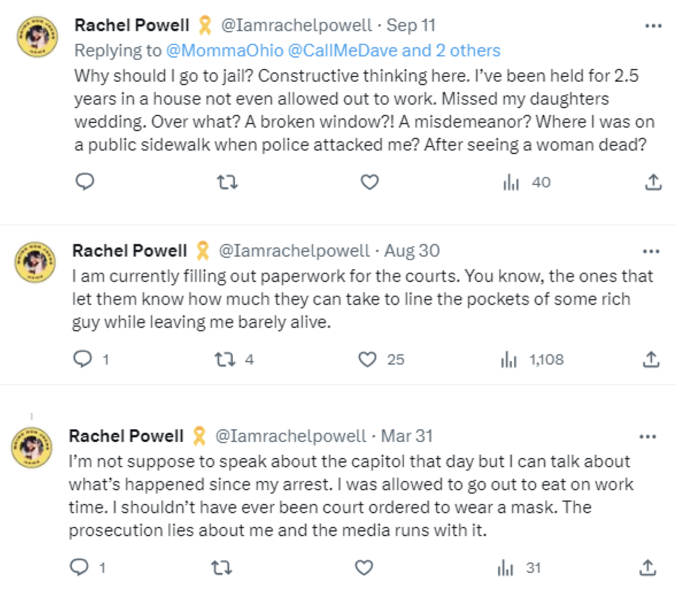 Rachel Powell social media posts