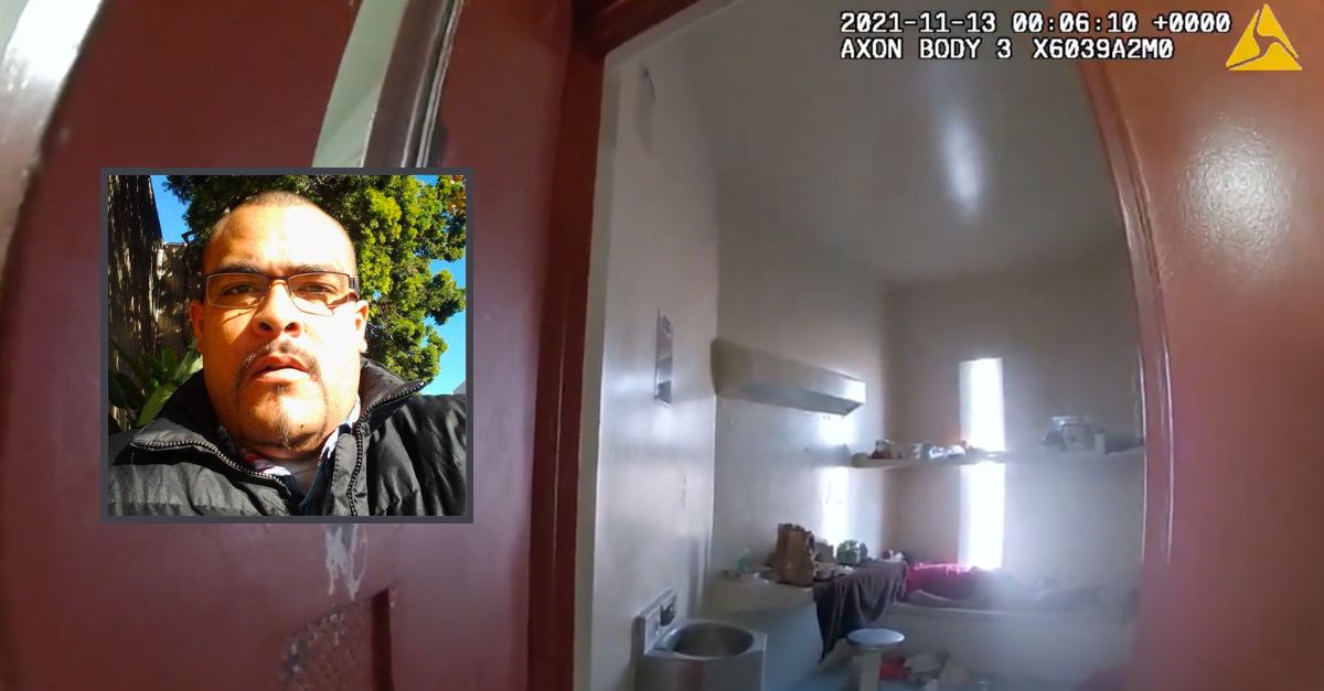 Maurice Monk, inset, died in custody in a California jail and his family has filed a wrongful death lawsuit. (Images from body camera video from the jail via the lawyers for the family)