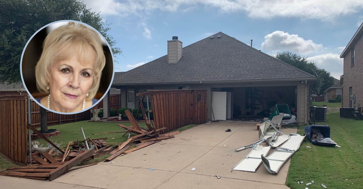 The Texas home of Vicki Baker, inset, was destroyed in a SWAT operation, and she is fighting for the city to pay for the damages. (Photos courtesy of the Institute for Justice)