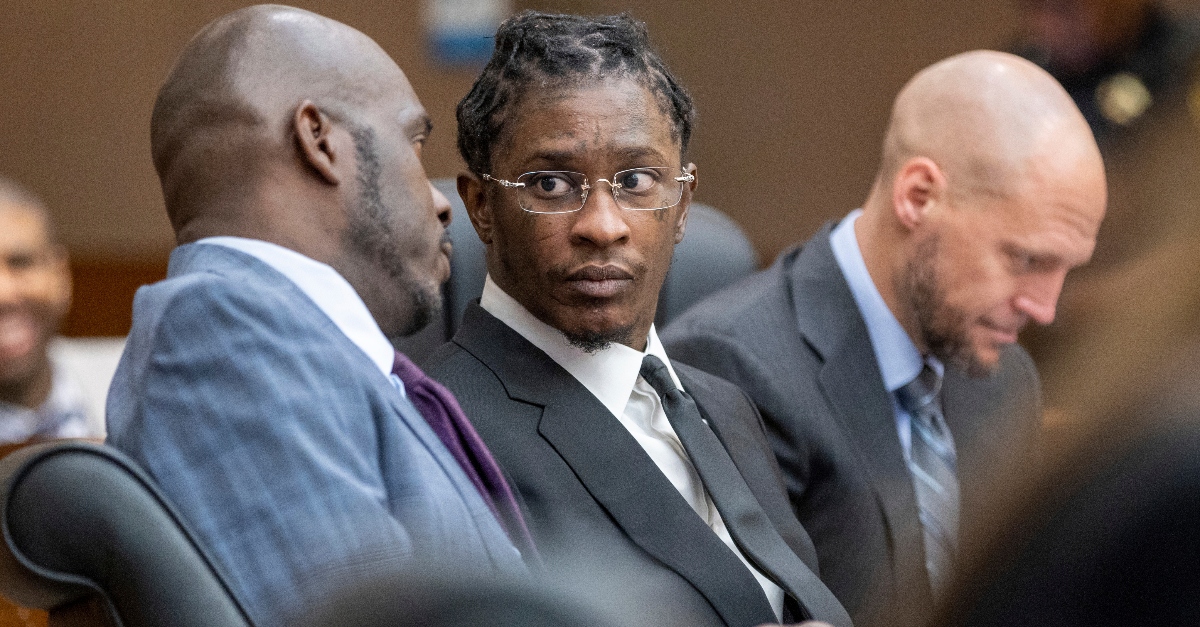 Young Thug attends a hearing on the YSL case in Atlanta on Dec. 22, 2022. Nearly 10 months after jury selection began, a panel of Georgia citizens was selected Wednesday, Nov. 1, 2023, for the trial of rapper Young Thug and several other people accused of participating in a criminal street gang responsible for violent crimes. (Arvin Temkar/Atlanta Journal-Constitution via AP, File)