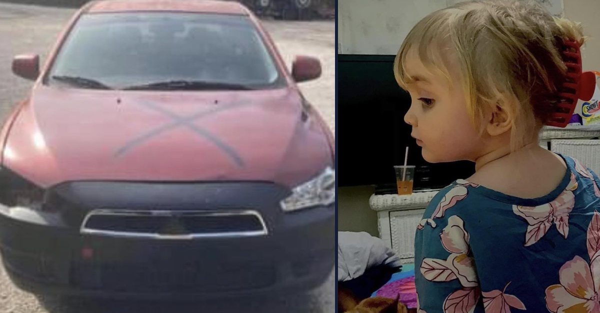 A red 2009 Mitsubishi Lancer that investigators were searching for, Chloe Darnell 