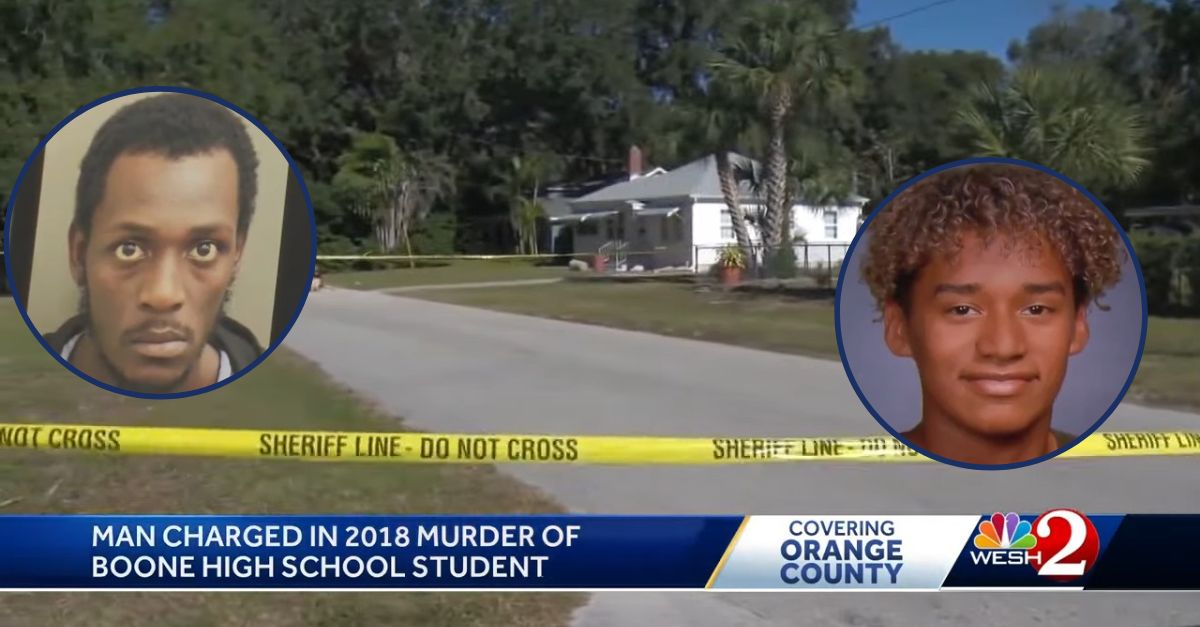 Deandre Florence, left inset, was arrested in the killing of Alejandro "Alex" Vargas Martinez, right inset. (Images from Orlando, Florida, NBC affiliate WESH/YouTube)