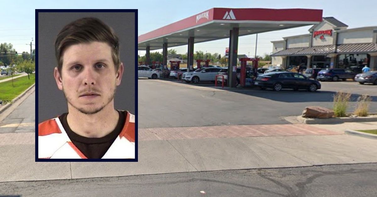 Cody Fertig appears inset against an image of a gas station in Cheyenne