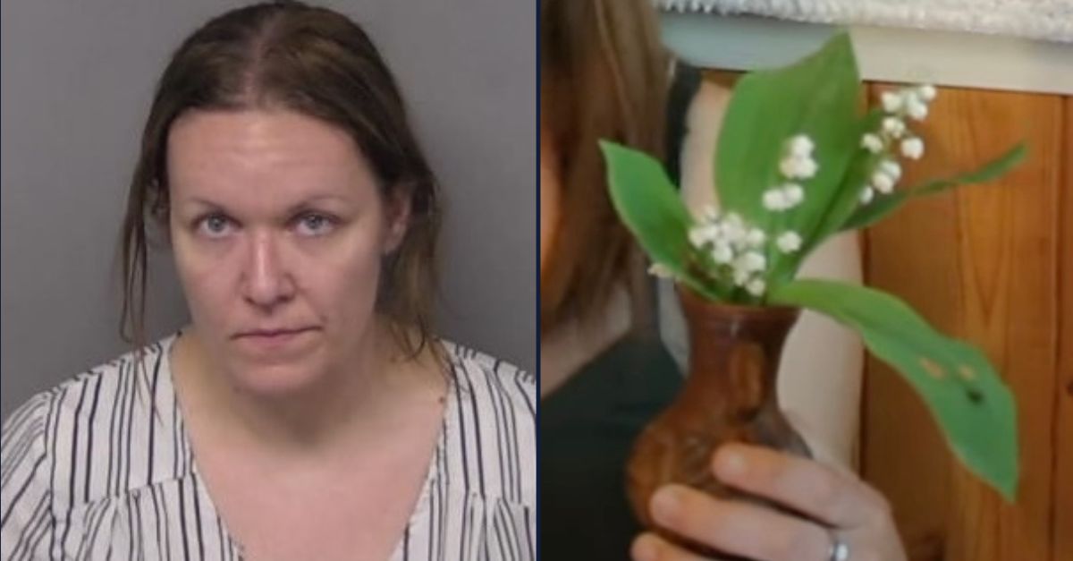 Sarah E.B. Scheffer (Cole County Jail) and the lily of the valley plant she allegedly used to try and kill her husbsand (YouTube|Plant Speak screenshot)